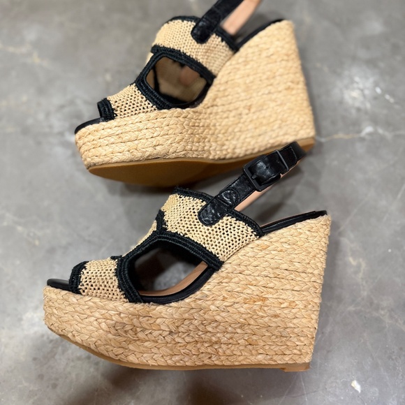 Robert Clergerie Raffia Espadrille Platform Wedge Sandal, Size 37 - Picture 2 of 12